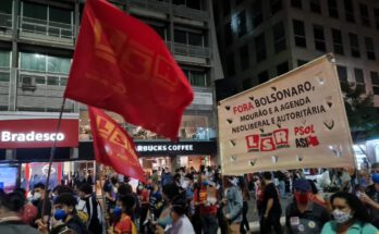 LSR-Mitglieder auf Demo gegen Bolsonaro