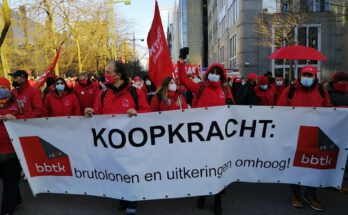 Belgische Gewerkschafter*innen demonstrieren zur Verteidigung des Indexlohns