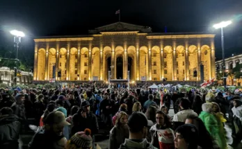 Demo vor dem Parlament in Tbilisi am Tag des Gesetzbeschlusses, 14.5.24